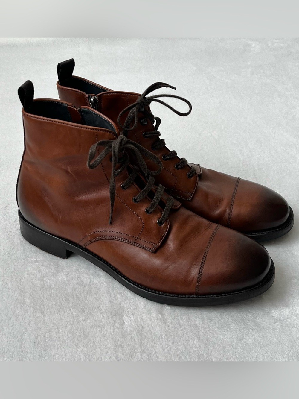 To Boot New York Cap Toe Brown Leather Boot Size 10.5